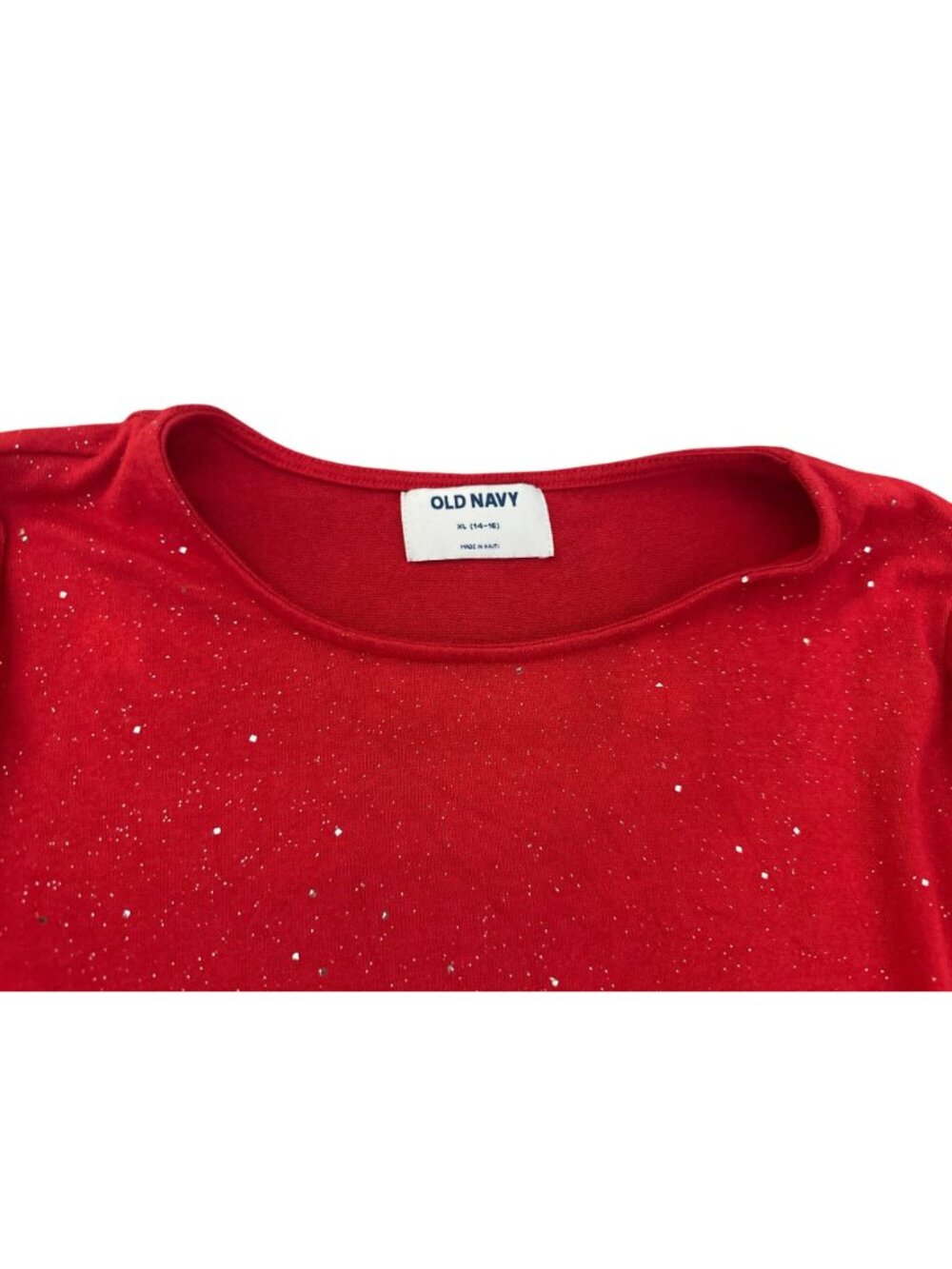 Old Navy Girls Juniors Shirt XL 14-16  Red Glitter Long Sleeve Festive - Picture 4 of 6